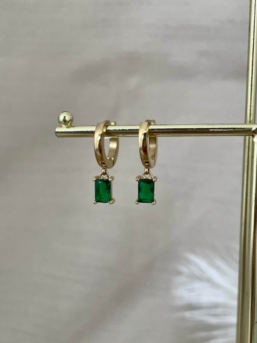 σκουλαρίκια emerald χρυσό ατσάλι emerald πράσινο zircon