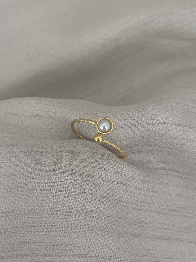 δαχτυλίδι nymph ατσάλι χρυσό πέρλα