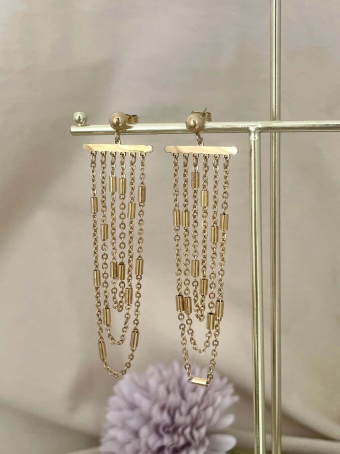 σκουλαρίκια chandelier ατσάλι χρυσό κρεμαστά μακριά