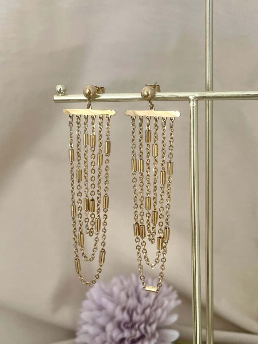 σκουλαρίκια chandelier ατσάλι χρυσό κρεμαστά μακριά
