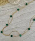 κολιέ rosary malachite χρυσό ατσάλι πράσινο μαλαχίτης διπλό