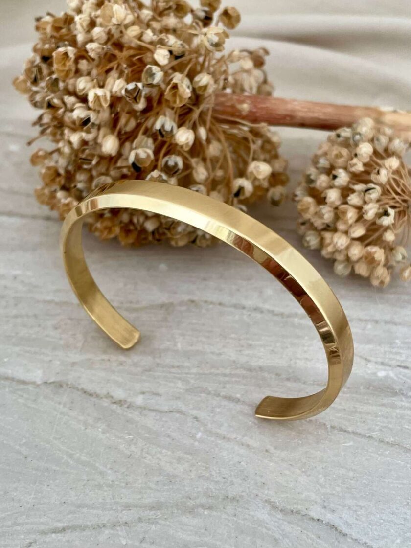 βραχιόλι χειροπέδα angular bangle bracelet χρυσό ατσάλι minimal