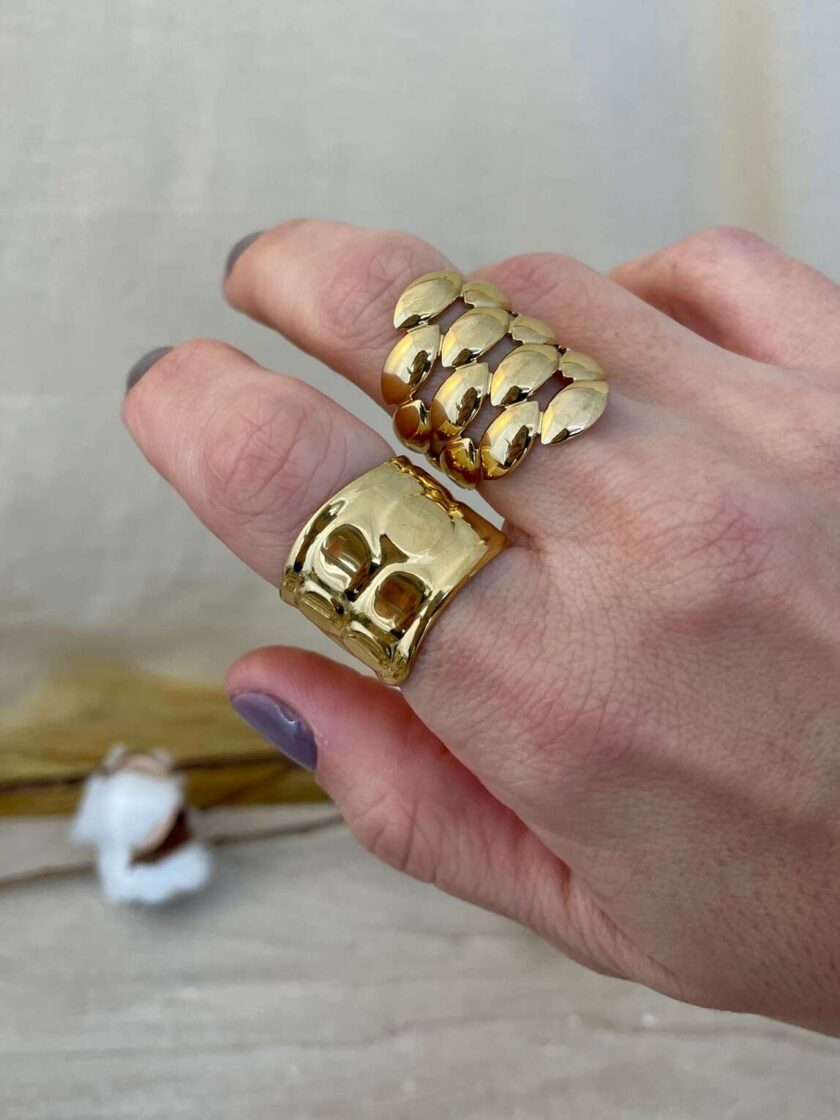 δαχτυλίδι bubbles χρυσό επιχρυσωμένο ανοξείδωτο ατσάλι ανοιγόμενο ρυθμιζόμενο μέγεθος maximal statement jewelry lyxnari bijoux
