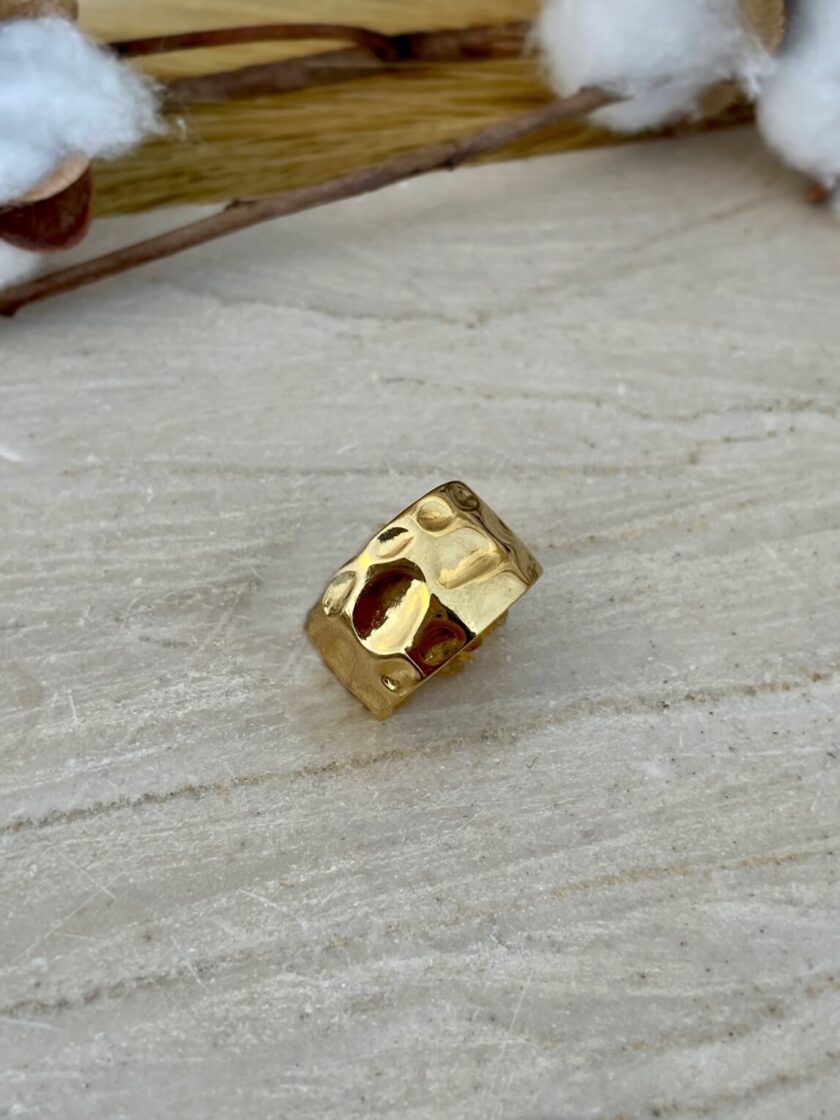 δαχτυλίδι marble χρυσό ανοξείδωτο ατσάλι ρυθμιζόμενο μέγεθος σφυρήλατο ανάγλυφο ανοιγόμενο boho