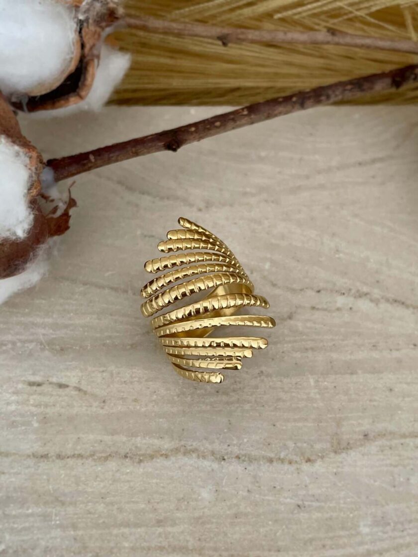 δαχτυλίδι peacock maximal μάξιμαλ εντυπωσιακό χρυσό ανοξείδωτο ατσάλι επιχρυσωμένο