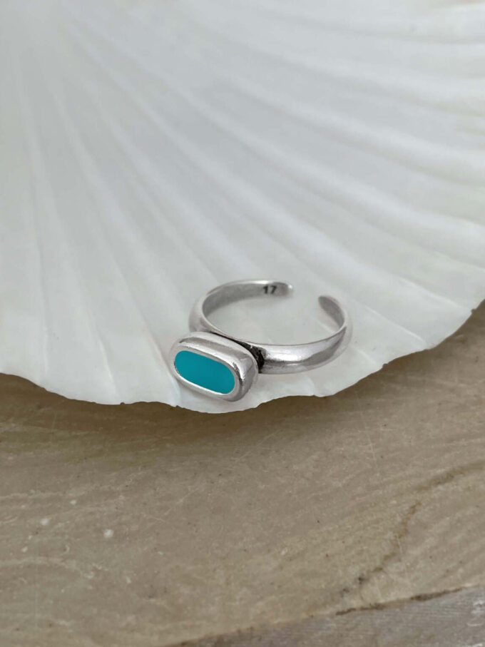 turquoise δαχτυλίδι από διπλά επάργυρο οικολογικό ορείχαλκο τιρκουάζ ασημί επαργυρωμένο δε μαυρίζει υποαλεργικό καλοκαιρινά κοσμήματα boho κοσμήματα