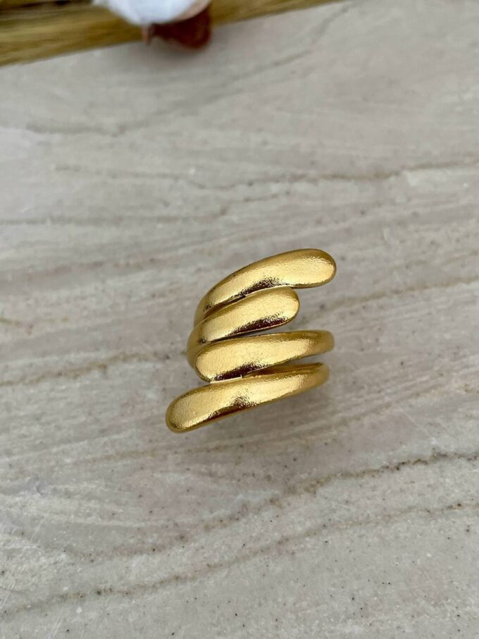 aeolus ατσάλινο δαχτυλίδι από ανοξείδωτο ατσάλι σε χρυσό χρώμα επιχρυσωμένο ατσάλι σταγόνες ματ σχέδιο εντυπωσιακά γυναικεία δαχτυλίδια κοσμήματα
