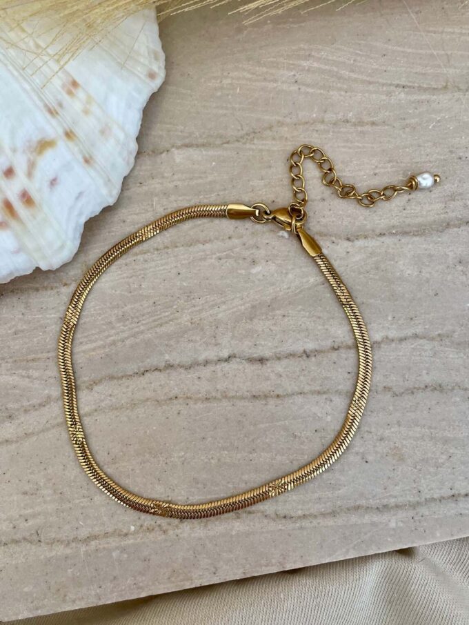 hammered gold anklet βραχιόλι ποδιού χρυσό επίχρυσο ανοξείδωτο ατσάλι γυναικεία κοσμήματα καλοκαιρινά κοσμήματα boho style snake αλυσίδα