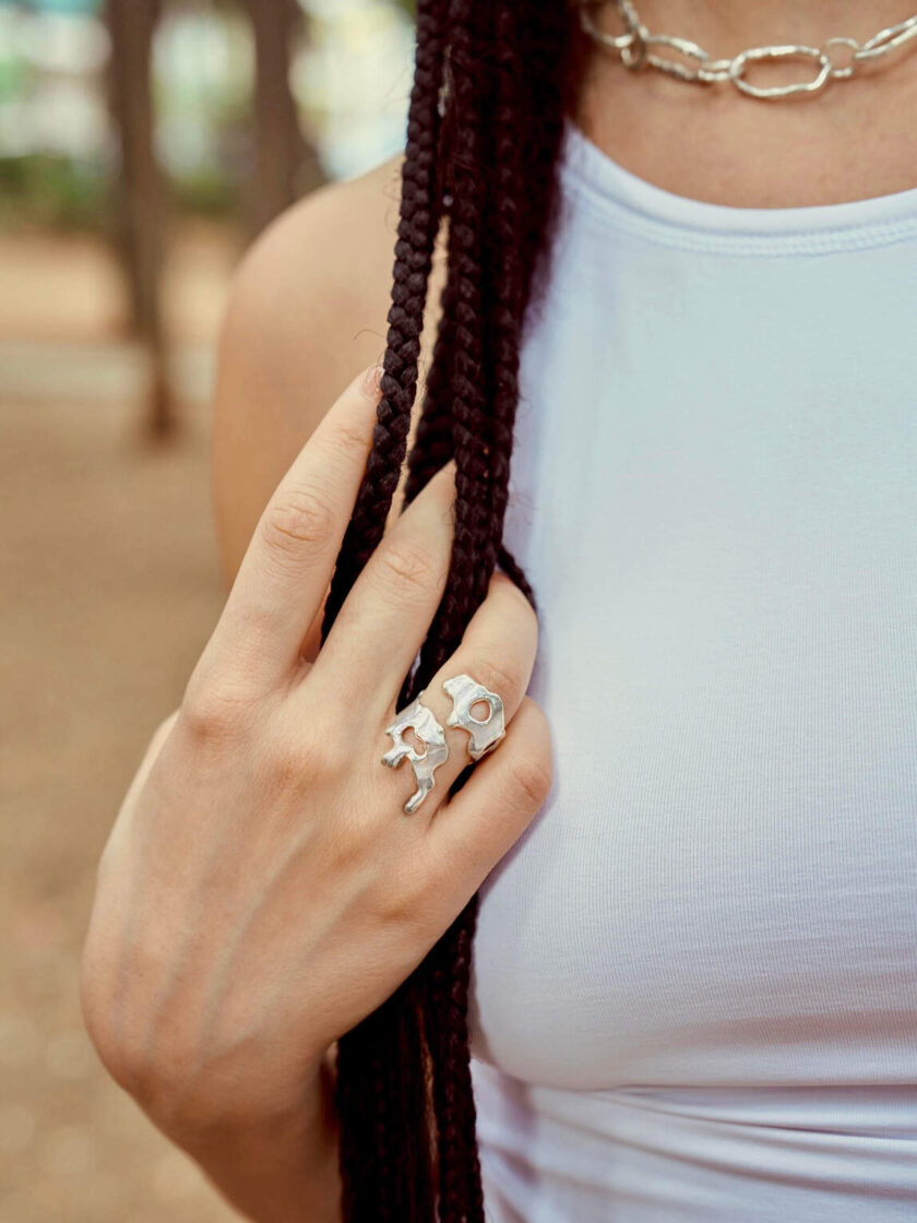 cloak handmade ring sterling silver jewelry χειροποίητο δαχτυλίδι χειροποίητα κοσμήματα ασημένια δαχτυλίδια γυναικεία κοσμήματα organic design melt jewelry