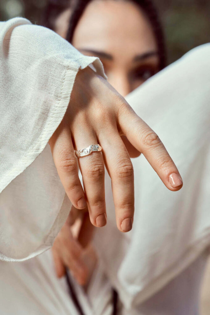 χειροποίητο δαχτυλίδι unisex morning dew handmade jewelry χειροποίητα κοσμήματα ασήμι 925 organic design raw αισθητική
