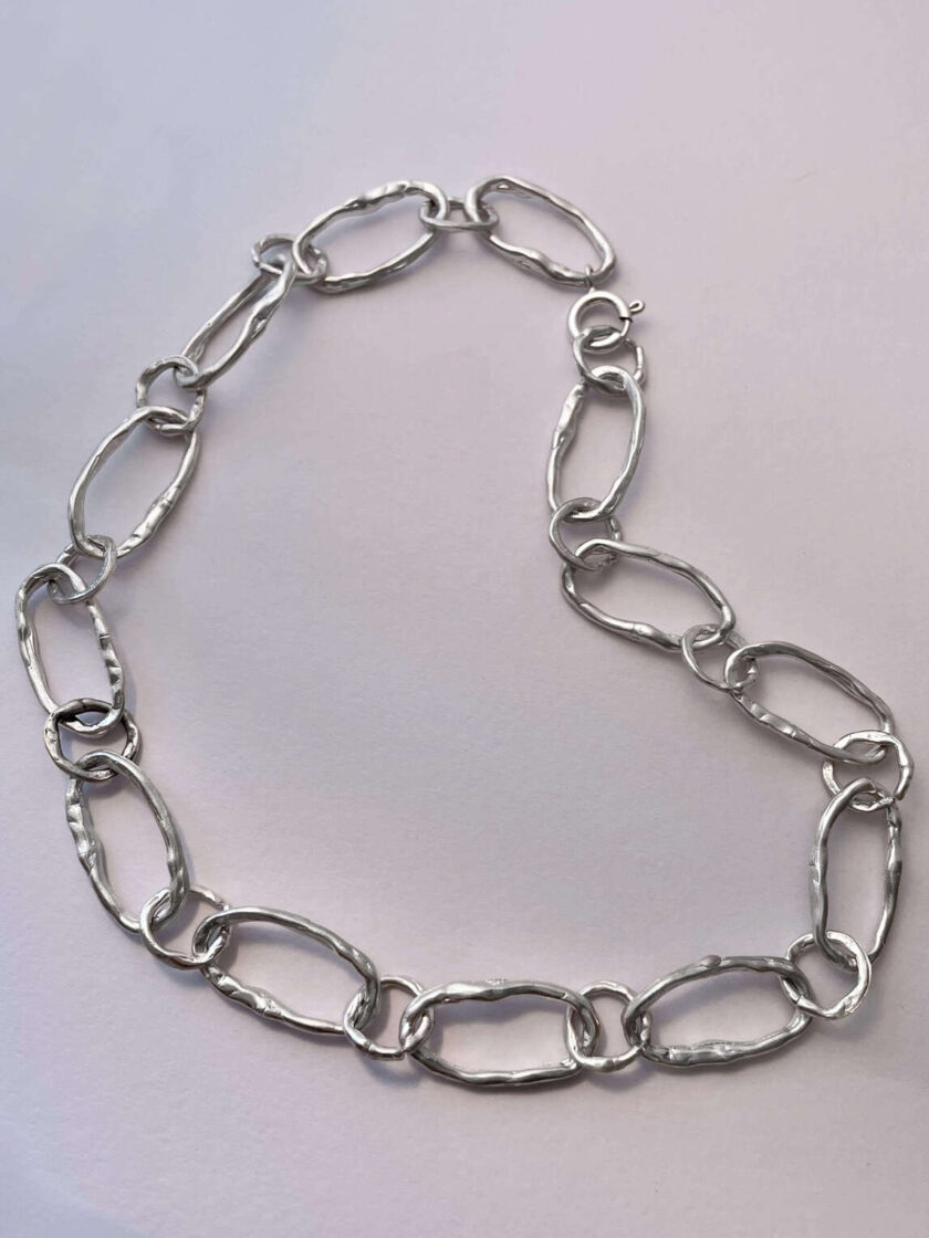χειροποίητο κολιέ evoke από ασήμι 925 sterling silver jewelry handmade jewellery αλυσίδα με organic design κοσμήματα