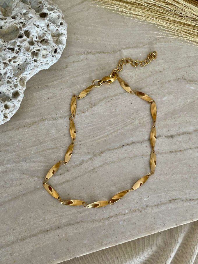 swell βραχιόλι ποδιού από ανοξείδωτο ατσάλι αταλινο βραχιολι ποδιου επιχρυσωμένο χρυσό αλυσίδα κυματιστό σχέδιο γυναικεία κοσμήματα